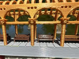 Assembled COLOR Gold Rush Bay HO-Scale Miniature Arched Train Station Platform 1/87 Built