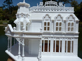 Miniature N-Scale Victorian World Main Street Emporium 3 Shop Assembled White 1:160 by Gold Rush Bay