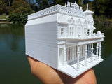 Miniature N-Scale Victorian World Main Street Emporium 3 Shop Assembled White 1:160 by Gold Rush Bay