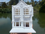 Miniature N-Scale Victorian World Main Street Uptown Jewelers2 Shop Assembled White 1:160 by Gold Rush Bay