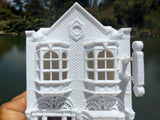 Miniature N-Scale Victorian World Main Street Uptown Jewelers2 Shop Assembled White 1:160 by Gold Rush Bay