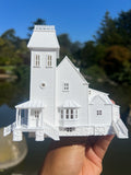 Miniature Small White N-Scale Beetlejuice Maitland House Classic Victorian Mansion Built Assembled