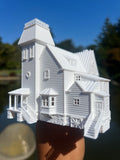 Miniature Small White N-Scale Beetlejuice Maitland House Classic Victorian Mansion Built Assembled