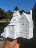 Miniature Small White N-Scale Beetlejuice Maitland House Classic Victorian Mansion Built Assembled