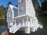 Miniature Small White N-Scale Beetlejuice Maitland House Classic Victorian Mansion Built Assembled