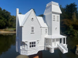 Miniature White HO-Scale Beetlejuice Maitland House Classic Victorian Mansion Model Built Assembled
