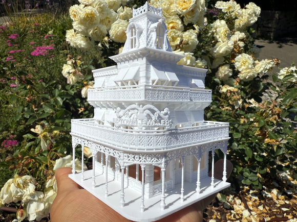 Miniature N-Scale Victorian World Main Street Uptown Jewelers1 Shop Assembled White 1:160 by Gold Rush Bay