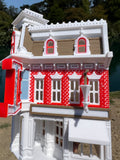 COLOR Miniature HO-Scale Victorian Main Street Blue Ribbon Bakery Assembled White 1:87 by Gold Rush Bay
