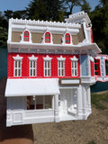 COLOR Miniature HO-Scale Victorian Main Street Blue Ribbon Bakery Assembled White 1:87 by Gold Rush Bay
