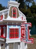COLOR Miniature HO-Scale Victorian Main Street Blue Ribbon Bakery Assembled White 1:87 by Gold Rush Bay