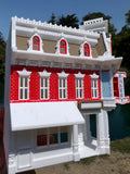COLOR Miniature HO-Scale Victorian Main Street Blue Ribbon Bakery Assembled White 1:87 by Gold Rush Bay