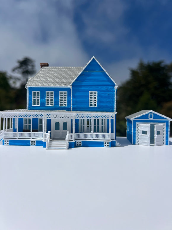 Small COLOR N-Scale Lorelai House plus Garage Victorian Mansion Built Assembled