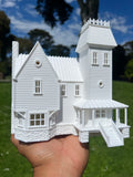 Miniature Opening White HO-Scale Beetlejuice Maitland House Victorian Mansion Built Assembled w/ Hinge