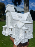 Miniature Opening White HO-Scale Beetlejuice Maitland House Victorian Mansion Built Assembled w/ Hinge