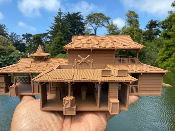 Small Miniature N-Scale Brown World Jungle Navigation Theme Park Attraction Cruise building 1/160