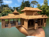 Small Miniature N-Scale Brown World Jungle Navigation Theme Park Attraction Cruise building 1/160