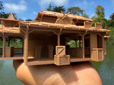 Small Miniature N-Scale Brown World Jungle Navigation Theme Park Attraction Cruise building 1/160