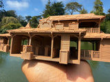 Small Miniature N-Scale Brown World Jungle Navigation Theme Park Attraction Cruise building 1/160