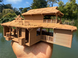 Small Miniature N-Scale Brown World Jungle Navigation Theme Park Attraction Cruise building 1/160