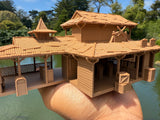 Small Miniature N-Scale Brown World Jungle Navigation Theme Park Attraction Cruise building 1/160