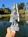 Miniature HO-Scale Sailing Ship Columbia with Sails and Cannons Theme Park