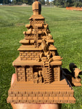 Miniature HO-Scale Brown Forbidden Temple Adventure Theme Park Attraction building