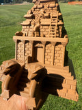Miniature HO-Scale Brown Forbidden Temple Adventure Theme Park Attraction building