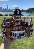 Color HO-Scale Governor’s Mansion Victorian Second Empire Model Miniature Multi-Color