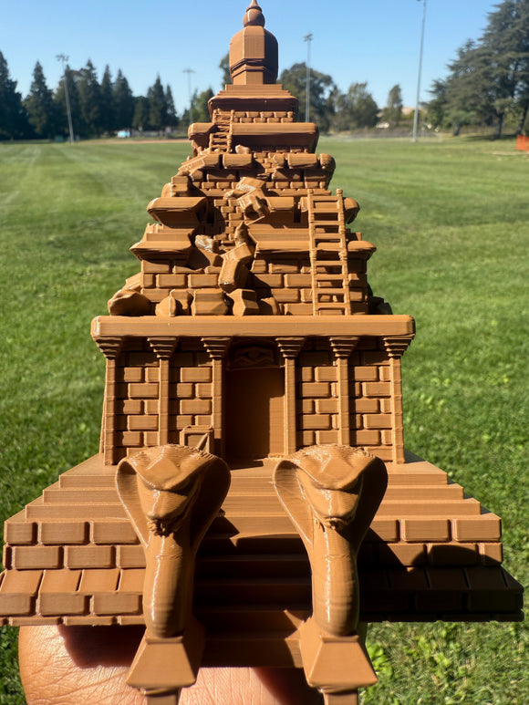 Miniature HO-Scale Brown Forbidden Temple Adventure Theme Park Attraction building
