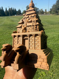 Miniature HO-Scale Brown Forbidden Temple Adventure Theme Park Attraction building