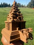 Miniature HO-Scale Brown Forbidden Temple Adventure Theme Park Attraction building