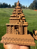Miniature HO-Scale Brown Forbidden Temple Adventure Theme Park Attraction building