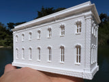 Small Miniature White N-Scale Stars Hollow High School Civic Building Assembled