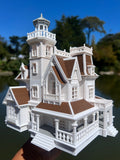 COLOR Miniature HO Scale Practical Witch Magic Victorian House Built 1:87