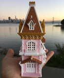 Gold Rush Bay N Scale "All Aboard" Victorian Train Station Center Pavilion – Multi-Color Miniature with 2 Working Clocks