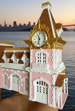 Gold Rush Bay N Scale "All Aboard" Victorian Train Station Center Pavilion – Multi-Color Miniature with 2 Working Clocks
