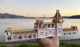 N-Scale “All Aboard” Main Street Victorian Train Station – Full Color with Dual Working Clocks
