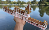 N-Scale “All Aboard” Main Street Victorian Train Station – Full Color with Dual Working Clocks