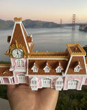 N-Scale “All Aboard” Main Street Victorian Train Station – Full Color with Dual Working Clocks