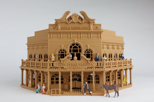 Miniature 28mm Scale Old West #1 Saloon/Hotel Built Wood Color