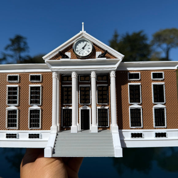 Miniature Hill Valley Courthouse Building Model with Working Clock - Fully Assembled