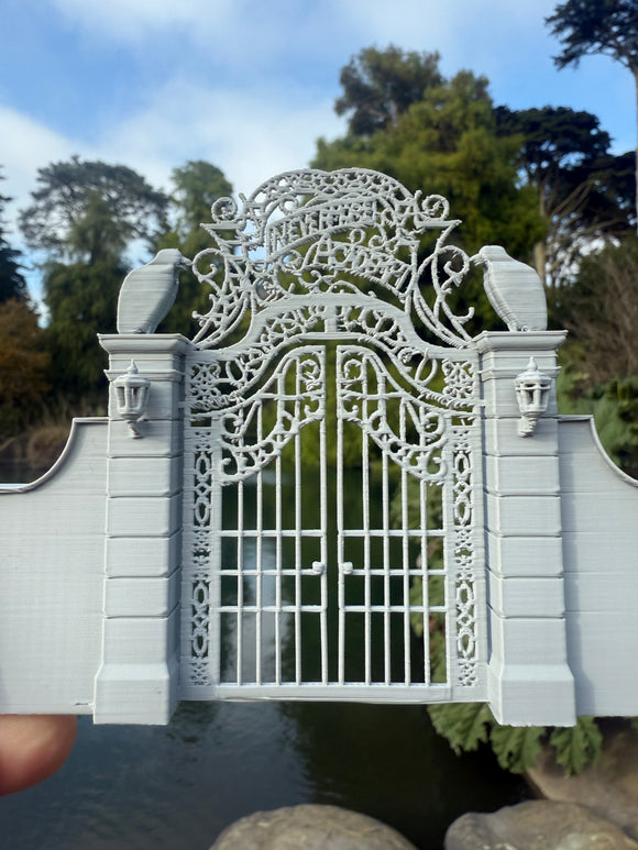 Miniature Gray Nevermore Academy Gate  HO-Scale Addams Victorian dollhouse