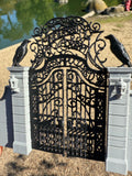 Miniature Black and Gray Nevermore Academy Gate  HO-Scale Addams Victorian dollhouse