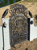 Miniature Black and Gray Nevermore Academy Gate  HO-Scale Addams Victorian dollhouse
