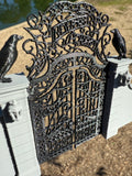 Miniature Black and Gray Nevermore Academy Gate  HO-Scale Addams Victorian dollhouse