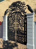 Miniature Black and Gray Nevermore Academy Gate  HO-Scale Addams Victorian dollhouse