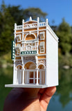COLOR Miniature HO-Scale Victorian World Main Street Arcade Building Assembled White 1:87 by Gold Rush Bay