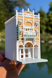 COLOR Miniature HO-Scale Victorian World Main Street Arcade Building Assembled White 1:87 by Gold Rush Bay