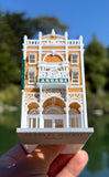 COLOR Miniature HO-Scale Victorian World Main Street Arcade Building Assembled White 1:87 by Gold Rush Bay