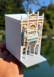 COLOR Miniature HO-Scale Victorian World Main Street Arcade Building Assembled White 1:87 by Gold Rush Bay